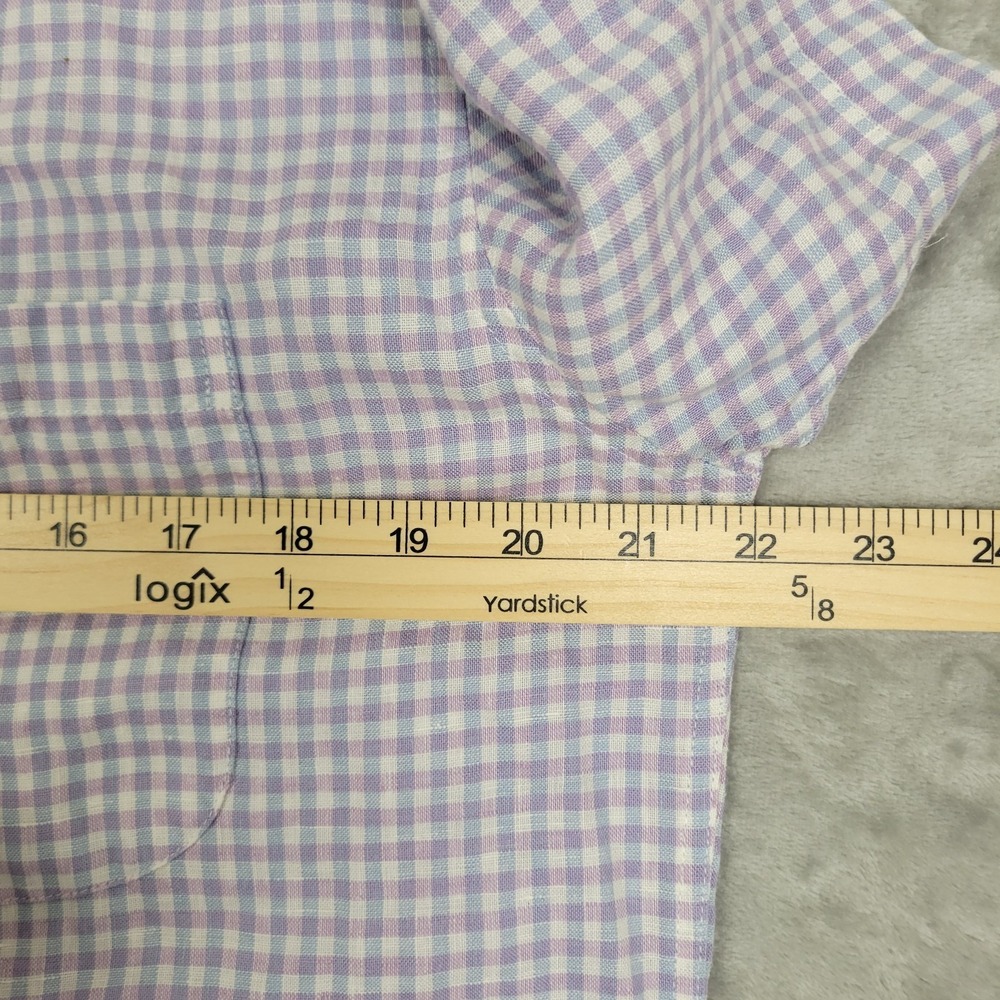 Jos A Bank Reserve Tailored Fit Shirt Mens Medium Purple Check Linen Blend (NWT) - Picture 7 of 9